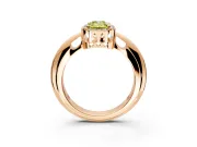 Halo Engagement Ring Setting for Fancy Yellow Emerald Cut Center with Tapered Plain Band and Prong Head in Rose Gold