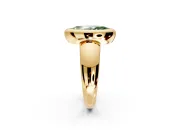 Solitaire Engagement Ring Setting for Fancy Green Marquise Center with Wide Band and Bezel Head in Yellow Gold