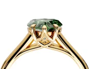 Solitaire Engagement Ring Setting for Fancy Green Heart-Shaped Center with Cathedral Band and Prong Head in Yellow Gold