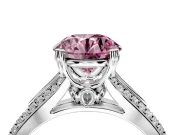 Solitaire Engagement Ring Setting for Fancy Pink Round Cut Center with Pave Rail Split Shank and Prong Head in Sterling Silver