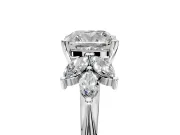 Floral Cluster Engagement Ring Setting for Cushion Cut Center with Marquise Accents and Prong Head in Platinum