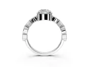 Milgrain Bezel Engagement Ring Setting for Cushion Cut Center with Marquise Stations and Bezel Head in Sterling Silver