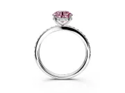 Solitaire Engagement Ring Setting for Fancy Pink Round Cut Center with Fine Pave Band and Prong Head in Sterling Silver