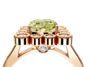 Cluster Halo Engagement Ring Setting for Fancy Yellow Cushion Cut Center with Milgrain Bezel Accents and Prong Head in Rose Gold