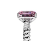 Rope Engagement Ring Setting for Fancy Pink Emerald Cut Center with Accent Shoulders and Prong Head in Platinum