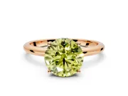 Hidden Halo Engagement Ring Setting for Fancy Yellow Round Cut Center with Thin Round-Wire Band and Prong Head in Rose Gold