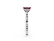 Solitaire Engagement Ring Setting for Fancy Pink Emerald Cut Center with Large Accent Band and Prong Head in Platinum