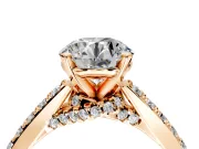 Solitaire Engagement Ring Setting for Round Cut Center with Crossover Accents and Prong Head in Rose Gold