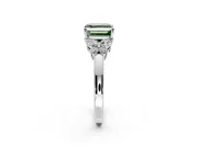 Solitaire Engagement Ring Setting for Fancy Green Asscher Cut Center with Marquise Flower Shoulders and Prong Head in Sterling Silver