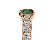 Solitaire Engagement Ring Setting for Fancy Green Cushion Cut Center with Pave Cathedral Shoulders and Prong Head in Rose Gold