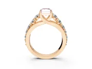 Solitaire Engagement Ring Setting for Fancy Pink Radiant Cut Center with Graduated Shared Prongs and Prong Head in Rose Gold