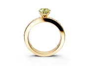 Solitaire Engagement Ring Setting for Fancy Yellow Oval Center with Channel-Set Accents and Prong Head in Yellow Gold