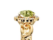 Halo Engagement Ring Setting for Fancy Yellow Round Cut Center with Open Scroll Shoulders and Prong Head in Yellow Gold