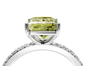 Solitaire Engagement Ring Setting for Fancy Yellow Princess Cut Center with Round Cut Pave Band and Prong Head in Sterling Silver