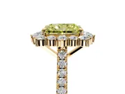Halo Engagement Ring Setting for Fancy Yellow Radiant Cut Center with Single-Row Pave, Open Basket and Prong Head in Yellow Gold