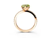 Solitaire Engagement Ring Setting for Fancy Yellow Heart-Shaped Center with Fine Pave Band and Claw Prong Head in Rose Gold