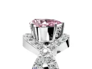 Halo Engagement Ring Setting for Fancy Pink Pear-Shaped Center with Pave Infinity Twist Band and Prong Head in Sterling Silver