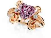 Solitaire Engagement Ring Setting for Fancy Pink Heart-Shaped Center with Twisted Band and Scroll Prong Head in Rose Gold