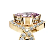 Halo Engagement Ring Setting for Fancy Pink Marquise Center with Pave Infinity Twist Band and Prong Head in Yellow Gold