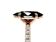 Solitaire Engagement Ring Setting for Fancy Black Marquise Center with Fine Pave Narrow Band and Prong Head in Rose Gold