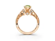 Solitaire Engagement Ring Setting for Fancy Yellow Marquise Center with Filigree Accent Basket and Prong Head in Rose Gold