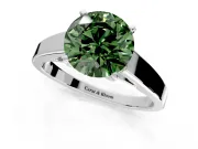 Solitaire Engagement Ring Setting for Fancy Green Round Cut Center with Tapered Split Shoulders and Prong Head in Platinum