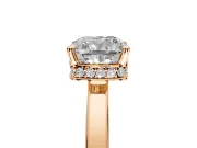 Hidden Halo Engagement Ring Setting for Cushion Cut Center with Wide Flat Plain Band and Prong Head in Rose Gold