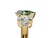 Cluster Engagement Ring Setting for Fancy Green Pear-Shaped Center with Round Cut Accent Frame and Prong Head in Yellow Gold