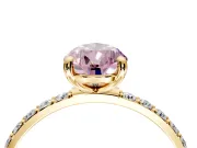 Solitaire Engagement Ring Setting for Fancy Pink Pear-Shaped Center with Pave Accents and Prong Head in Yellow Gold