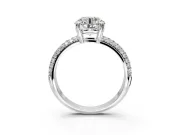 Solitaire Engagement Ring Setting for Round Cut Center with Multi-Row Pave Accents and Basket Head in Platinum