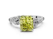 Solitaire Engagement Ring Setting for Fancy Yellow Radiant Cut Center with Marquise Accent Twist Band and Prong Head in Platinum