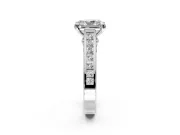 Solitaire Engagement Ring Setting for Radiant Cut Center with Channel Band and Double Claw Prong Head in Platinum