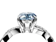 Solitaire Engagement Ring Setting for Fancy Blue Oval Center with Half-Pave Crossover Band and Prong Head in Sterling Silver