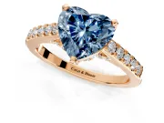 Solitaire Engagement Ring Setting for Fancy Blue Heart-Shaped Center with Crossover Accents and Prong Head in Rose Gold