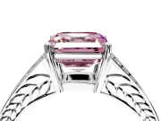 Split Shank Engagement Ring Setting for Fancy Pink Asscher Cut Center with Pave Split Shank and Prong Head in Platinum