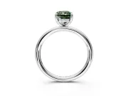 Hidden Halo Engagement Ring Setting for Fancy Green Radiant Cut Center with Thin Rounded Band and Prong Head in Platinum