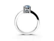 Solitaire Engagement Ring Setting for Fancy Blue Pear-Shaped Center with Plain Band and Flat Tab Prong Head in Sterling Silver