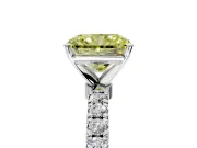 Open Basket Engagement Ring Setting for Fancy Yellow Radiant Cut Center with Pave Band and Prong Head in White Gold