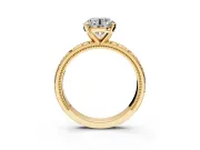 Solitaire Engagement Ring Setting for Round Cut Center with Scrollwork Band and Prong Head in Yellow Gold