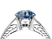 Split Shank Engagement Ring Setting for Fancy Blue Round Cut Center with Pave Split Shank and Prong Head in Sterling Silver