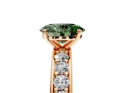 Solitaire Engagement Ring Setting for Fancy Green Oval Center with Channel-Set Accents and Prong Head in Rose Gold