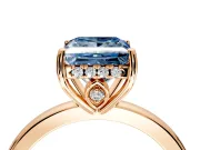 Solitaire Engagement Ring Setting for Fancy Blue Princess Cut Center with Fine Wire Band and Prong Head in Rose Gold