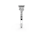 Solitaire Engagement Ring Setting for Emerald Cut Center with Crossover Accents and Prong Head in Platinum