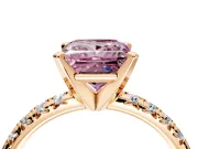 Solitaire Engagement Ring Setting for Fancy Pink Princess Cut Center with Large Accents and Prong Head in Rose Gold
