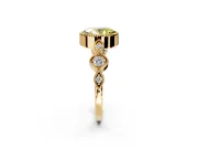Vintage Station Engagement Ring Setting for Fancy Yellow Oval Center with Accents and Prong Head in Yellow Gold
