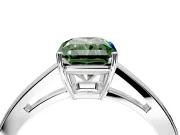 Solitaire Engagement Ring Setting for Fancy Green Radiant Cut Center with Open Cathedral Shoulders and Prong Head in Platinum