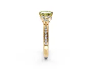 Cluster Engagement Ring Setting for Fancy Yellow Princess Cut Center with Bezel Accent Clusters and Prong Head in Yellow Gold