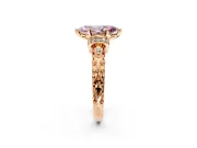 Solitaire Engagement Ring Setting for Fancy Pink Marquise Center with Filigree Band and Prong Head in Rose Gold
