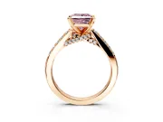Solitaire Engagement Ring Setting for Fancy Pink Princess Cut Center with Crossover Accents and Prong Head in Rose Gold