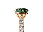 Solitaire Engagement Ring Setting for Fancy Green Round Cut Center with Large Accent Band and Prong Head in Rose Gold